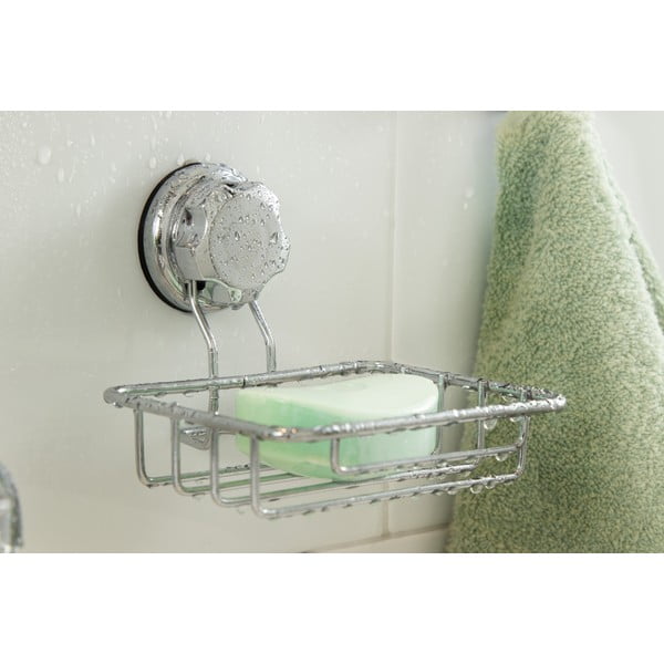 Samoprzylepna stalowa mydelniczka w kolorze srebra Bestlock Bath – Compactor-image-1