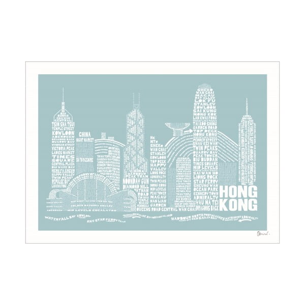 Plakat Hong Kong Blue&White, 50x70 cm