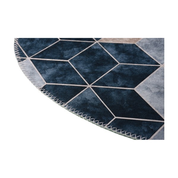 Biało-niebieski okrągły dywan odpowiedni do prania ø 120 cm – Vitaus-image-2