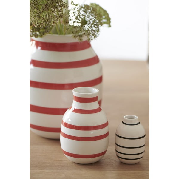 Biało-czerwony ceramiczny wazon w paski Kähler Design Omaggio, wys. 12,5 cm-image-2