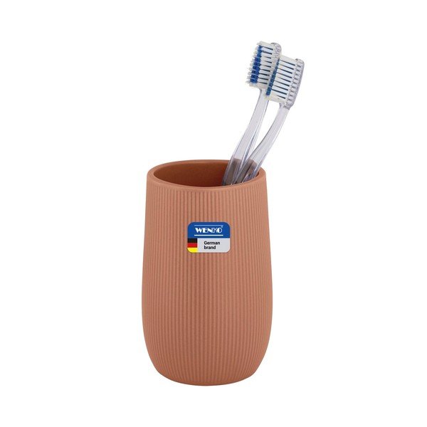 Brązowy kubek na szczoteczki do zębów ceramiczny Fablo – Wenko-image-3