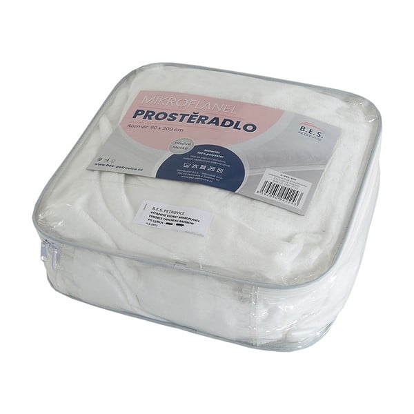 Białe prześcieradło z mikfroflaneli 180x200 cm Exclusive – B.E.S.-image-1