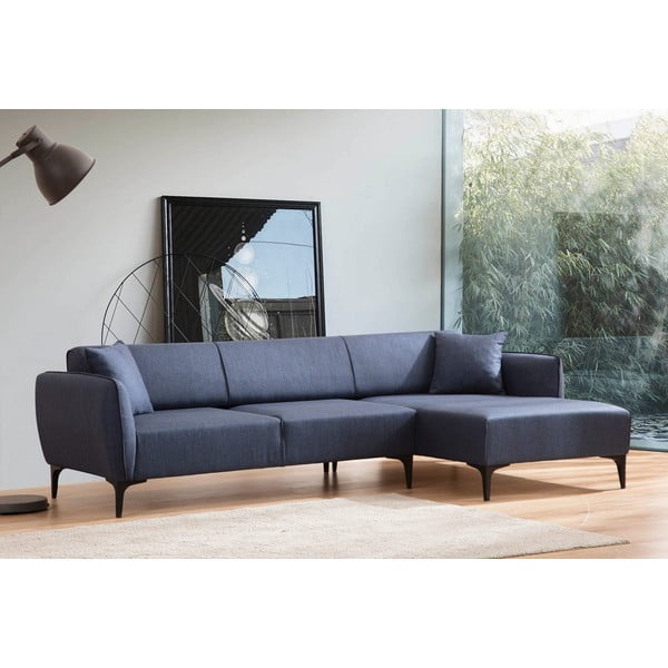 Niebieska sofa narożna Belissimo, prawy narożnik – Balcab Home-image-1