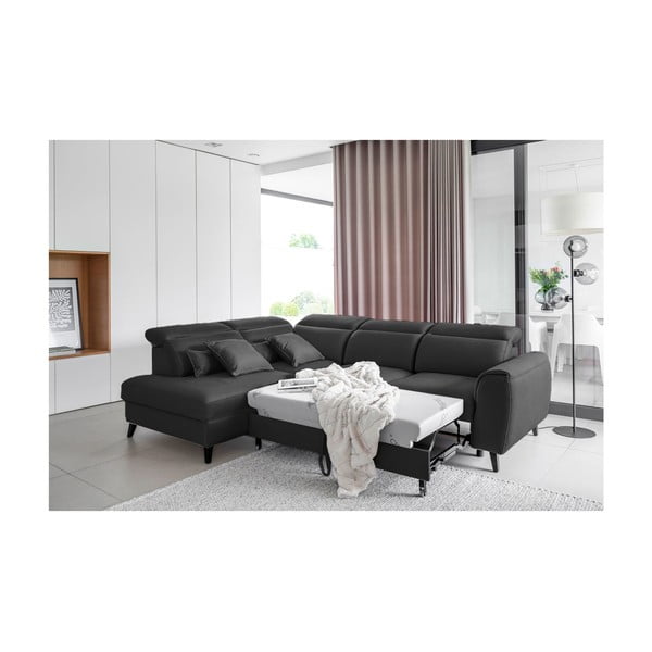 Ciemnoszary aksamitny rozkładany/ze schowkiem narożnik (lewostronny/w kształcie litery L) Noble – ELTAP-image-4