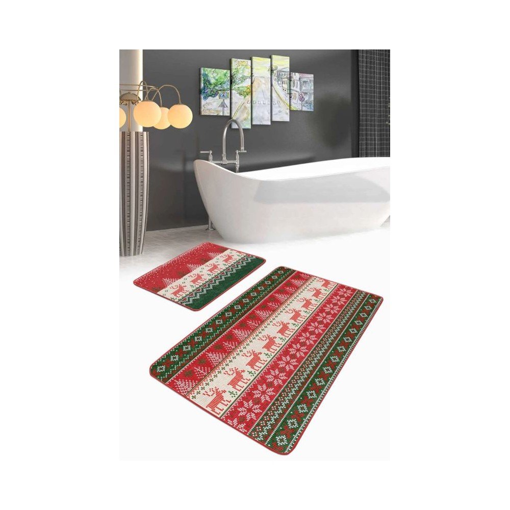 Aksamitne dywaniki łazienkowe zestaw 2 szt. 60x100 cm Merry Christmas – Mila Home