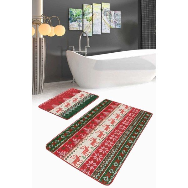 Aksamitne dywaniki łazienkowe zestaw 2 szt. 60x100 cm Merry Christmas – Mila Home