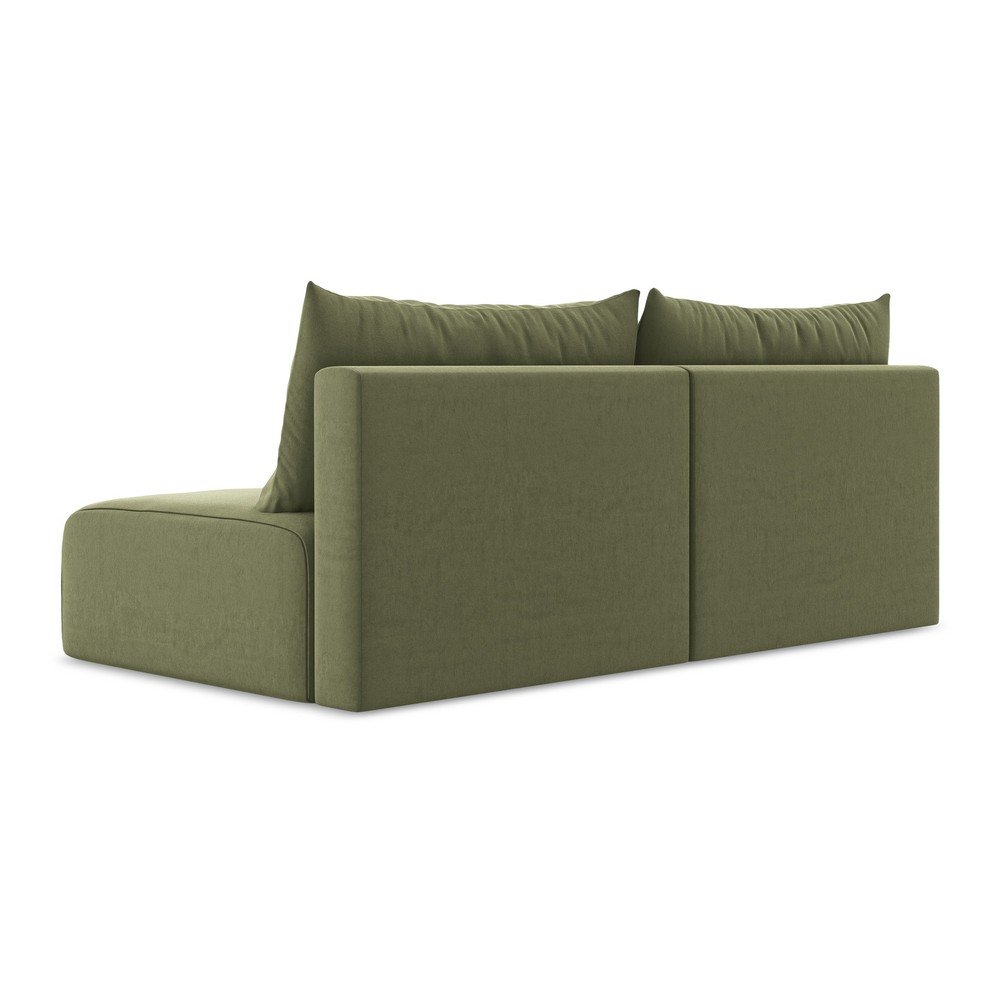 Zielona aksamitna rozkładana sofa ze schowkiem 216 cm Kalena – Makamii (zdjęcie 8)