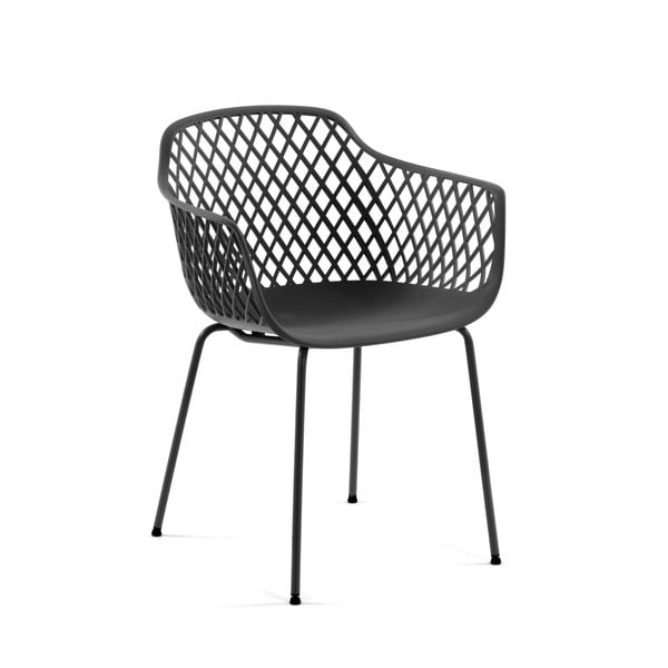 Ciemnoszare metalowe krzesło ogrodowe Quinn – Kave Home