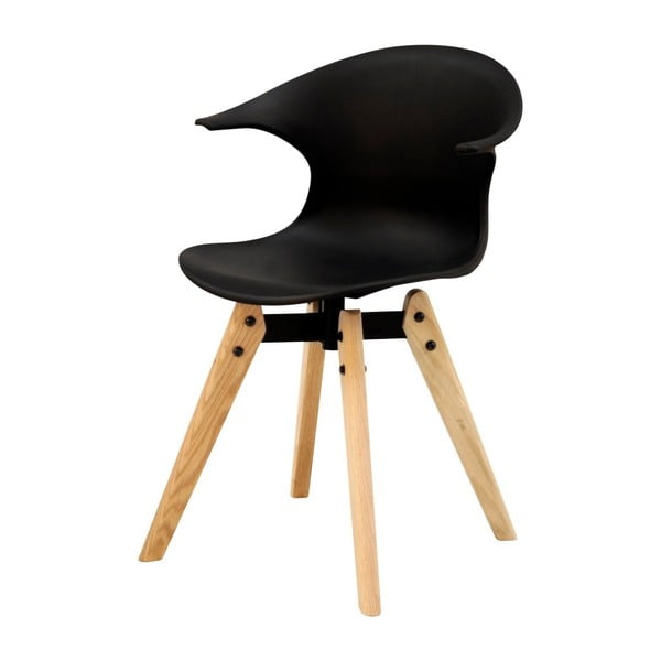 Czarne  krzesło z drewnianymi nogami Aemely