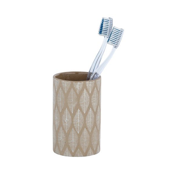 Beżowy kubek ceramiczny na szczoteczki do zębów Wenko Tupian