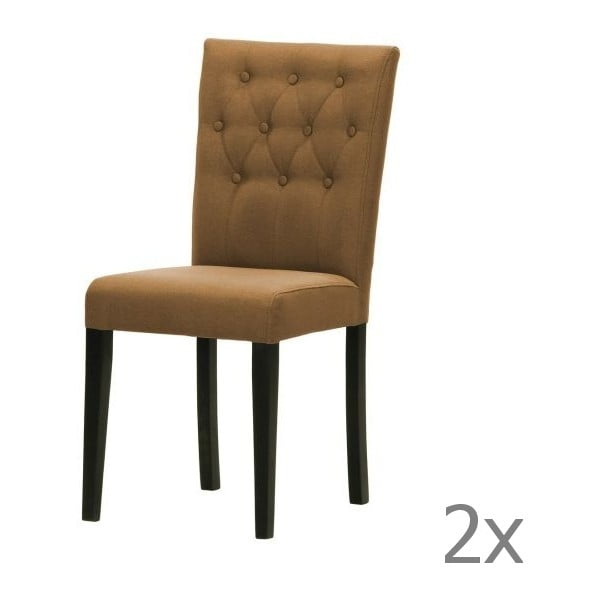 Komplet 2 krzeseł Monako Etna Brown, czarne nóżki