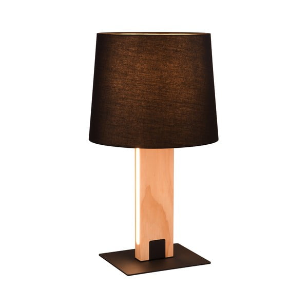 Czarno-naturalna lampa stołowa LED z tekstylnym kloszem (wys.50 cm) Rahul – Trio