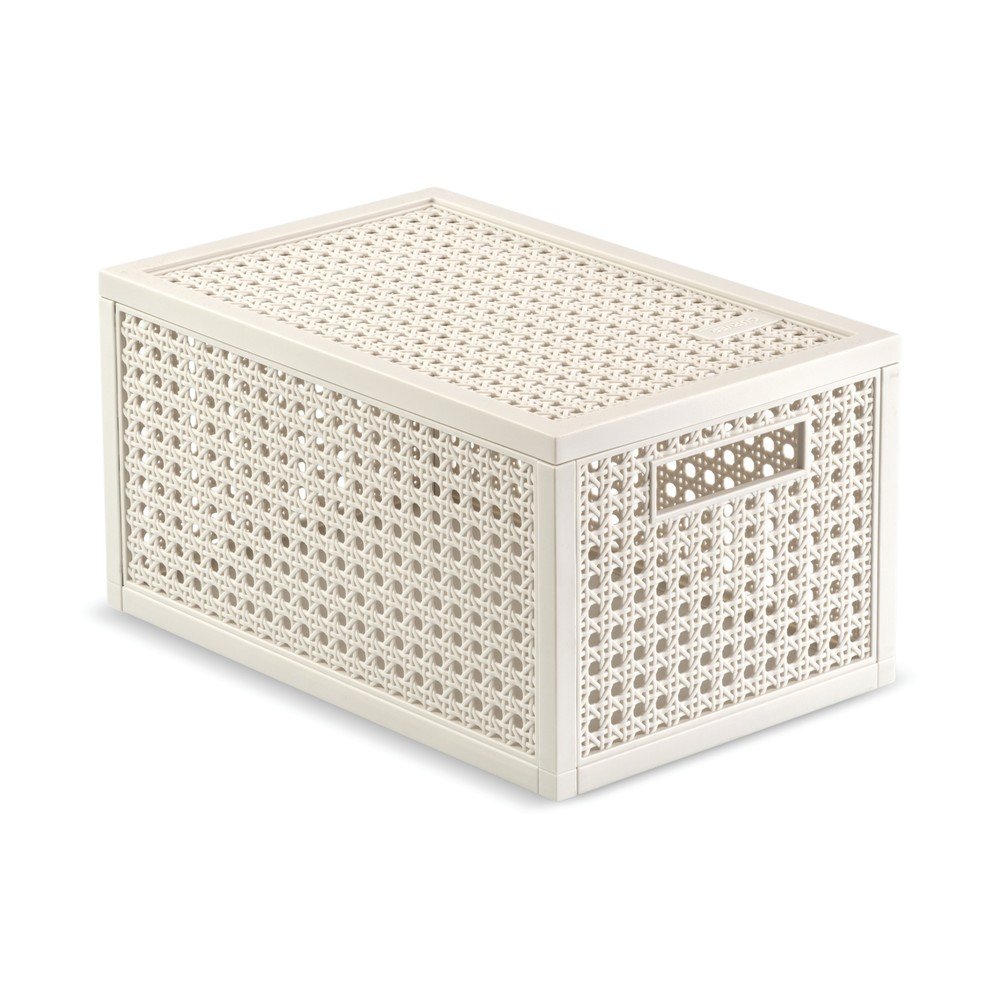 Kremowy pojemnik z pokrywką z plastiku z recyklingu 19x30x15 cm Kaya – Curver