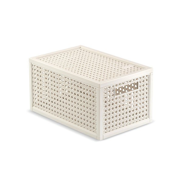 Kremowy pojemnik z pokrywką z plastiku z recyklingu 19x30x15 cm Kaya – Curver