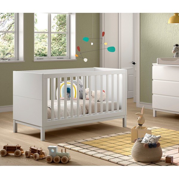 Białe łóżeczko z litego drewna sosnowego 70x140 cm Eva – Vipack-image-1