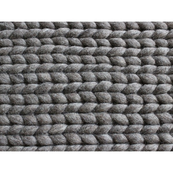 Orzechowobrązowy pleciony dywan wełniany Wooldot Braided Rugs, 170x240 cm-image-3