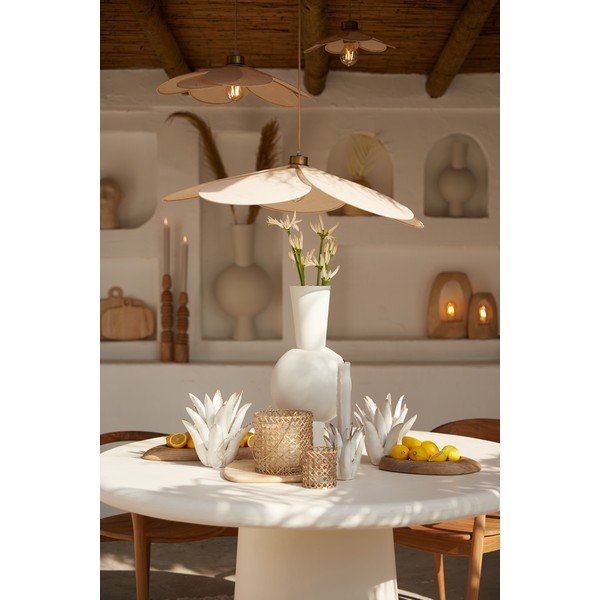 Kremowa lampa wisząca z tekstylnym kloszem Fyano – Light & Living-image-1