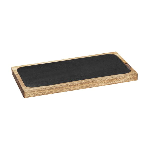 Czarno-naturalny drewniany półmisek 30x15 cm – Wenko
