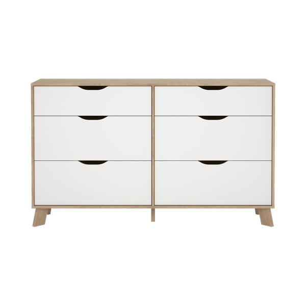 Biało-naturalna komoda w dekorze dębu 156x92x40 cm Ikast – Tvilum