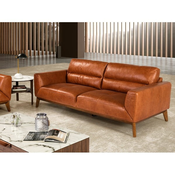 Skórzana sofa Ángel Cerdá Cognac, 216 cm-image-4