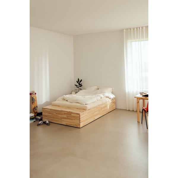 Łóżko dwuosobowe z litego drewna sosnowego ze schowkiem i stelażem 160x200 cm Basement Bed – Karup Design-image-1