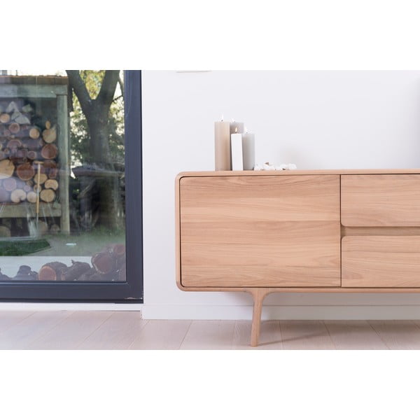 Komoda pod TV z litego drewna dębowego Gazzda Fawn Natural-image-1