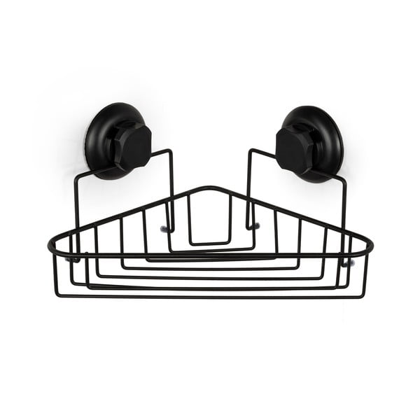 Czarna samoprzylepna narożna półka pod prysznic Compactor Bestlock Black Corner Rack 1 Shelf-image-4