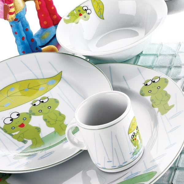 5-częściowy porcelanowy zestaw naczyń dla dzieci Kütahya Porselen Frogs-image-1