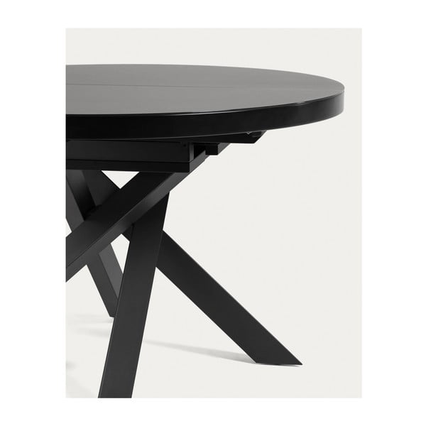 Czarny okrągły rozkładany stół ze szklanym blatem ø 160 cm Vashti – Kave Home-image-4