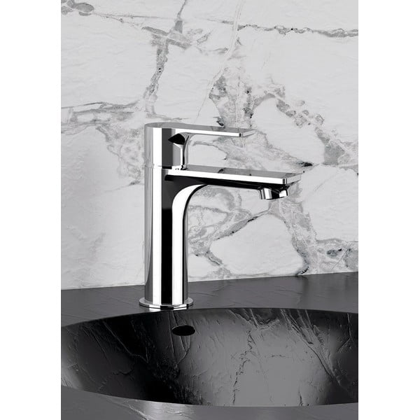 Bateria umywalkowa stojąca w kolorze srebra z połyskiem Pax – Sapho-image-1