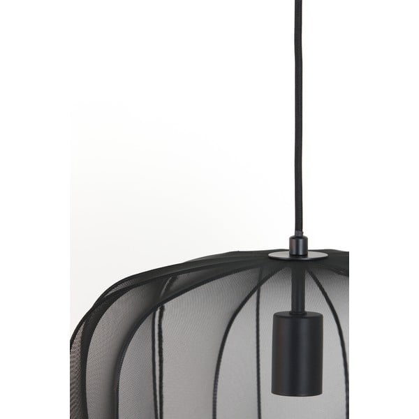 Czarna lampa wisząca z tekstylnym kloszem ø 40 cm Plumeria – Light & Living-image-4