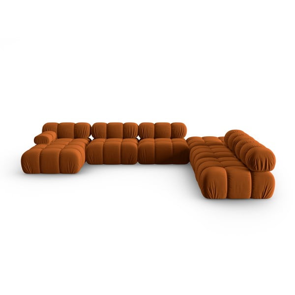 Pomarańczowa aksamitna sofa 379 cm Bellis – Micadoni Home