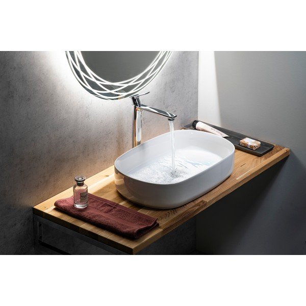 Blat łazienkowy  z litego drewna dębowego w naturalnym kolorze 120x50 cm Woody – Sapho-image-3