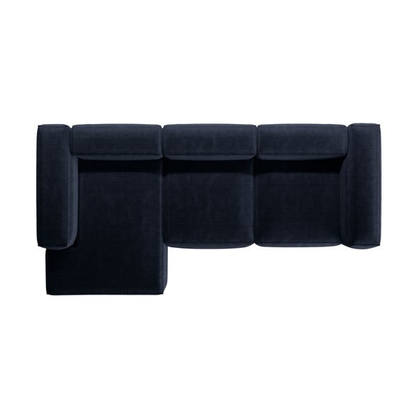 Ciemnoniebieski sztruksowy narożnik (lewostronny/z szezlongiem) Bergamo – Cosmopolitan Design-image-3