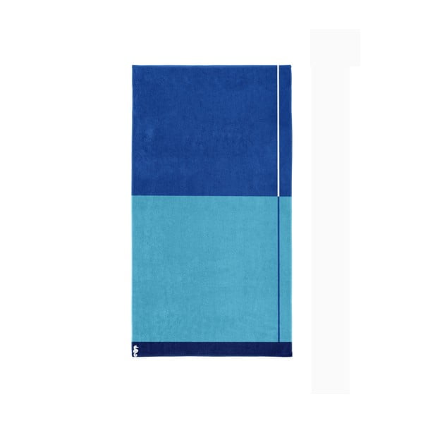 Niebieski ręcznik bawełniany Seahorse Block, 180 x 100 cm