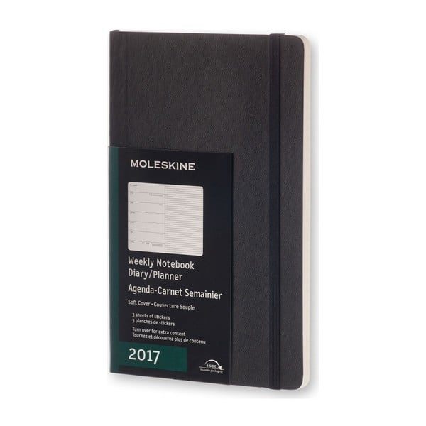 Czarny kalendarz Moleskine Weekly Notebook Soft, 12 miesięcy, duży