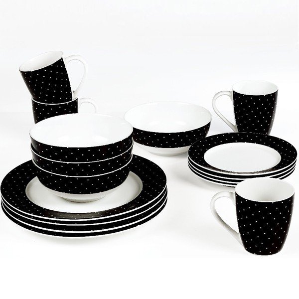 Zestaw porcelanowy Twinkle Black, 16 szt.-image-1
