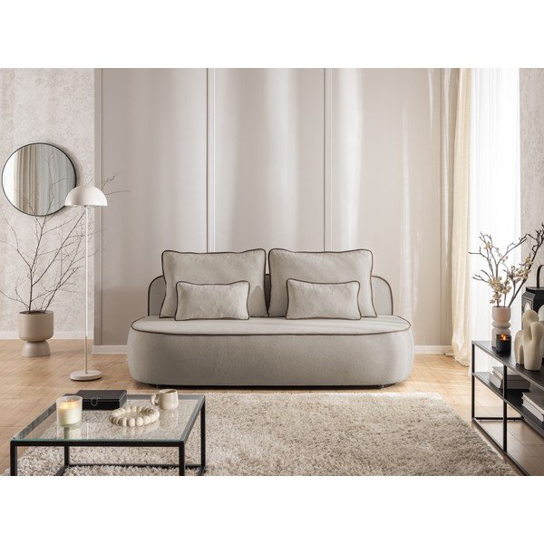 Brązowa/szarobrązowa aksamitna rozkładana/ze schowkiem sofa 210 cm Saga – Ropez-image-1