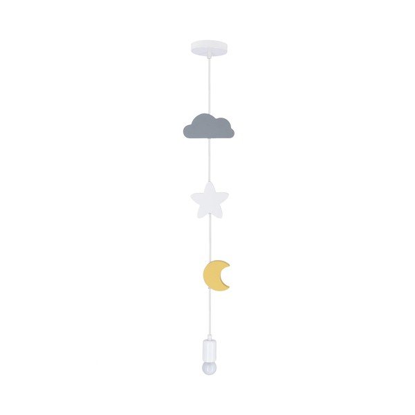 Żółtao-jasnoniebieska lampa wisząca z tekstylnym kloszem Single – Candellux Lighting