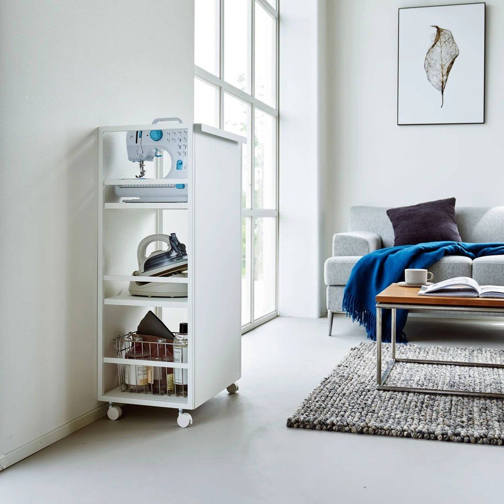 Biały metalowy regał na kółkach 42x84,5x32 cm Tower – YAMAZAKI (zdjęcie 8)