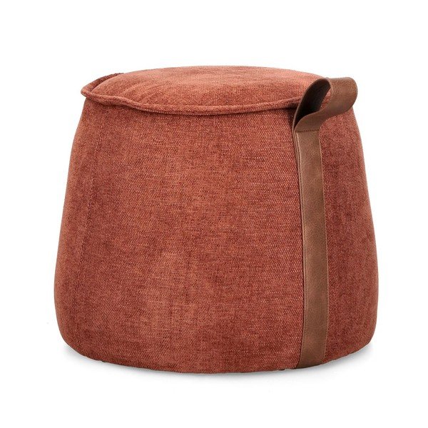 Puf z tkaniny szenilowej w kolorze terakoty Anila – Bizzotto