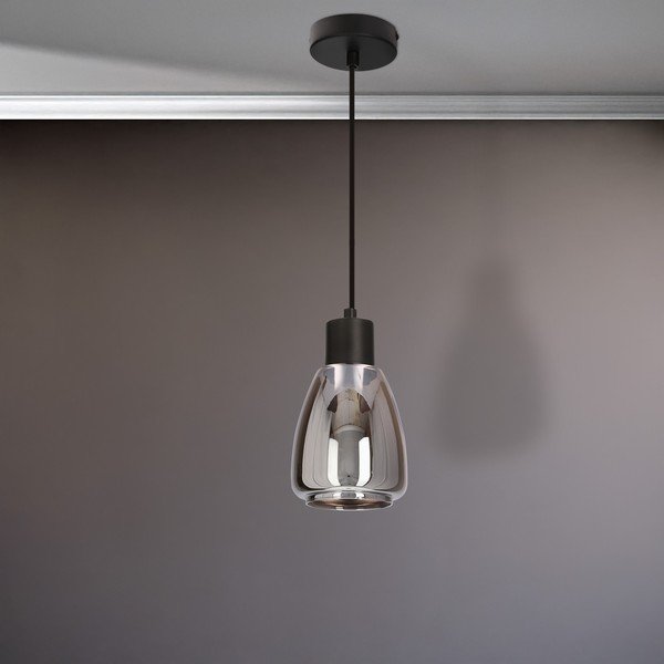 Czarna lampa wisząca ze szklanym kloszem ø 12 cm Moldo – Candellux Lighting-image-4
