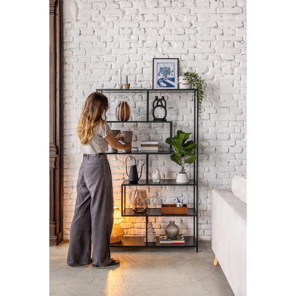 Czarny regał w dekorze jesionu 114x185 cm Seaford – Actona-image-1