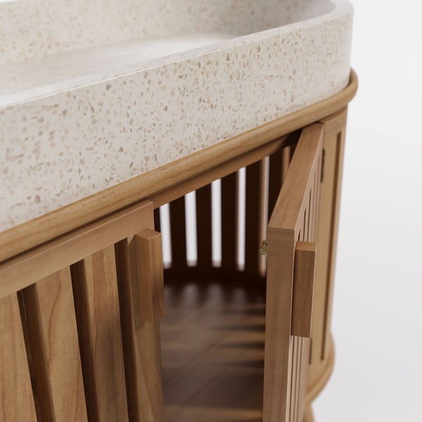 Szafka z umywalką z drewna tekowego Kave Home Rokia-image-1