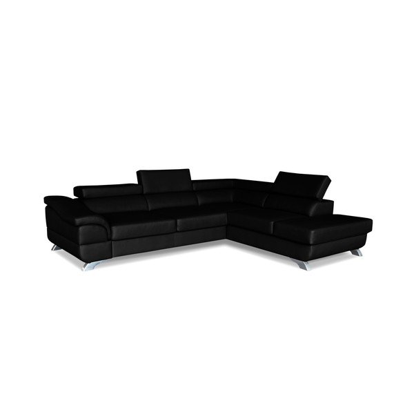 Czarny skórzany rozkładany narożnik prawostronny Windsor  & Co. Sofas Omnikron-image-1