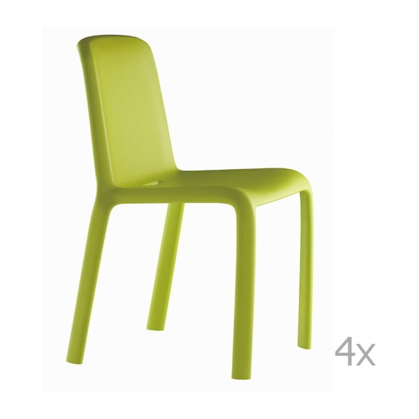 Zestaw 4 zielonych krzeseł Pedrali Snow
