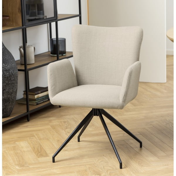 Beżowe tapicerowane fotele jadalniane zestaw z podłokietnikami 2 szt. Laura – Actona-image-1