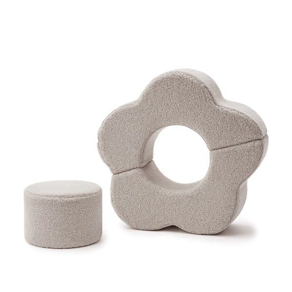 Jasnoszary piankowy plac zabaw 3 szt. z materiału bouclé wysokość 27 cm 88x90 cm – Meowbaby