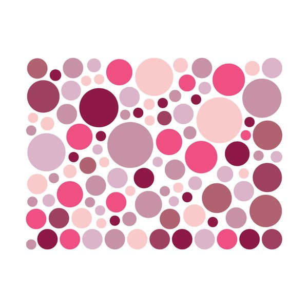 Zestaw 100 różowych naklejek ściennych Ambiance Round Stickers-image-2