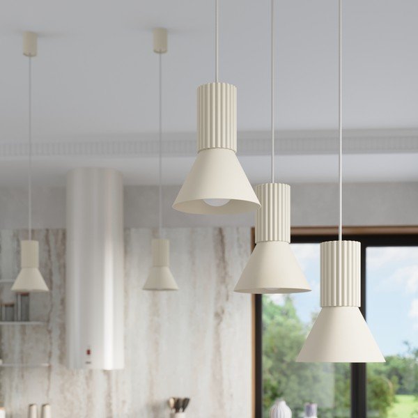 Beżowa metalowa lampa wisząca ø 30 cm Niru – Sollux-image-1